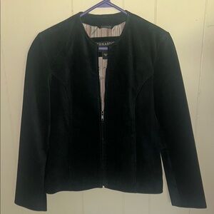 Bernardo Black Leather Blazer Timeless Suit Jacket